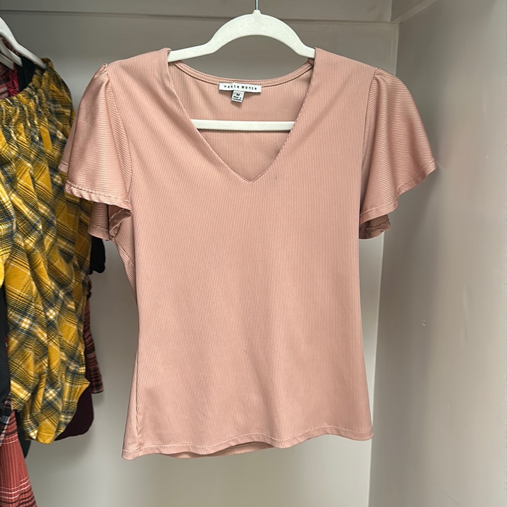 Pink Shoulder Flare Top Medium